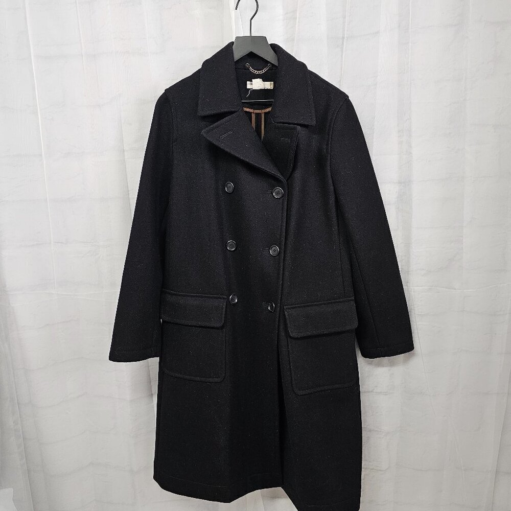 Vintage J. Crew Black Pea Car Coat Wool Blend Preppy Military Winter M - Picture 10 of 15